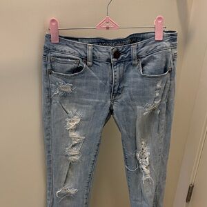 American Eagle Outfitters Light Blue Ripped Skinny Jeans